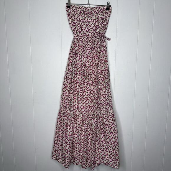 Gap Women’s Floral Strapless Maxi Dress Pink White Size XS - Picture 1 of 5